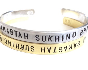 Lokah Samastah Sukhino Bhavantu Cuff. Yoga Jewelry