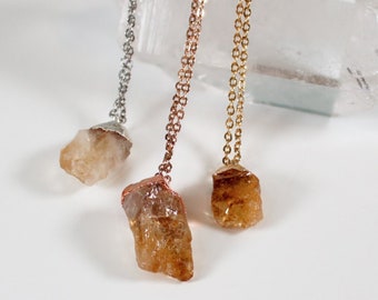 Natural Citrine Pendant Necklace Raw Crystal Jewelry November Birthstone Gift For Sister Birthday Gift For Her Crystal Healing