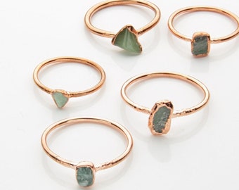 Green Aventurine Stacking Ring READY TO SHIP // Raw Green Aventurine Stone of Love // Boho Ring // Raw Crystal // Gemstone Jewelry
