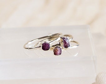 Raw Ruby Stacking Ring: Handmade Copper July Birthstone Jewelry