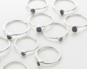 Grape Agate Ring, Silver Ring, Crystal Healing Jewelry, Dainty Hippie, Gift For Sister, Gift For Her, Purple Ring, Stackable Silver Rings