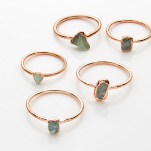 Raw Green Aventurine Stacking Ring: Boho Gemstone Jewelry
