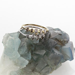 Multi Stone Herkimer Diamond Ring // //Raw Crystal Jewelry/ Diamond Wedding Ring // Raw Gemstone Crystal Ring // image 2