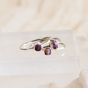 Ruby Stacking Ring | July Birthstone Jewelry | Raw Birthstone Ring | Dainty Ruby Ring |Raw Gemstone Jewelry | Handmade Copper Jewelry