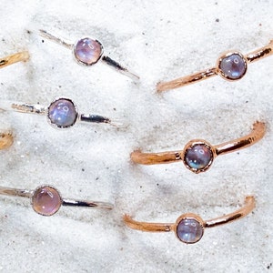 Rainbow Moonstone Ring, June Birthstone Jewelry, Moonstone Ring Gold, Stacking Rings, Gemstone Birthstone Rings, Stackable Family Jewelry
