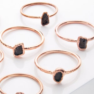 Black Tourmaline Stacking Ring // Raw Black Tourmaline // Boho Ring // Raw Crystal // Gemstone Jewelry