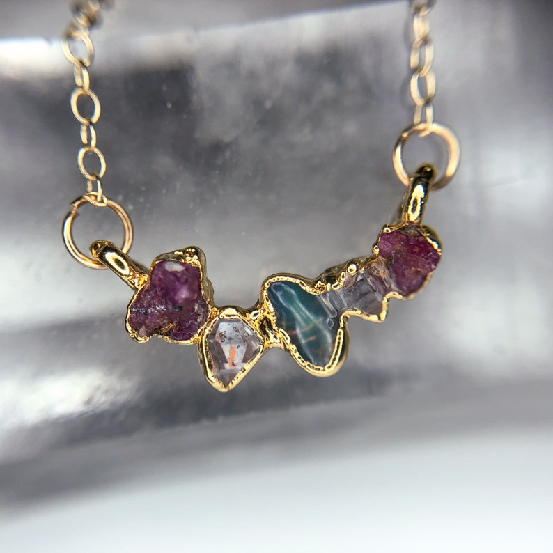 Custom Birthstone Necklace / Multi Gemstone Necklace / Mothers Etsy