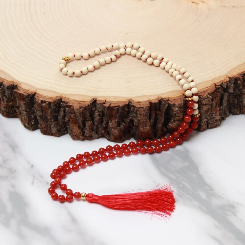 Carnelian Mala Tassel Necklace 108 Mala Bead Mala Bead Mala Wood Necklace Prayer Bead Necklace Yoga Jewelry Gift for Her