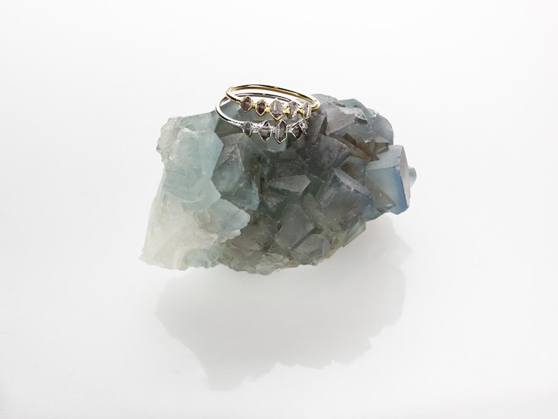 Multi Stone Herkimer Diamond Ring // //Raw Crystal Jewelry/ Diamond Wedding Ring // Raw Gemstone Crystal Ring // image 2