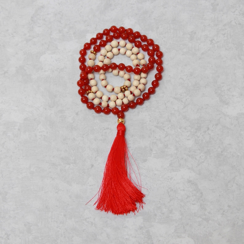 Carnelian Mala Tassel Necklace 108 Mala Bead Mala Bead Mala Wood Necklace Prayer Bead Necklace Yoga Jewelry Gift for Her