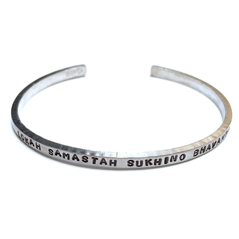 Lokah Samastah Sukhino Bhavantu Cuff // Yoga Jewelry // Etsy
