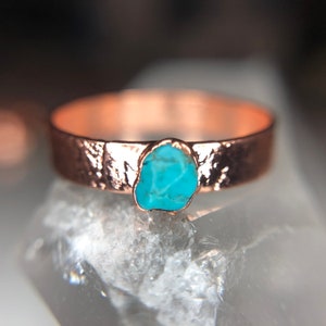 Turquoise Ring December Birthstone Raw Stone Wide Band Ring  Stackable Ring Raw Birthday Gift For Mom, Gift For Her Western Boho Ring