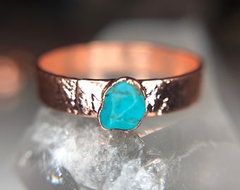 Turquoise Ring December Birthstone Raw Stone Wide Band Ring  Stackable Ring Raw Birthday Gift For Mom, Gift For Her Western Boho Ring