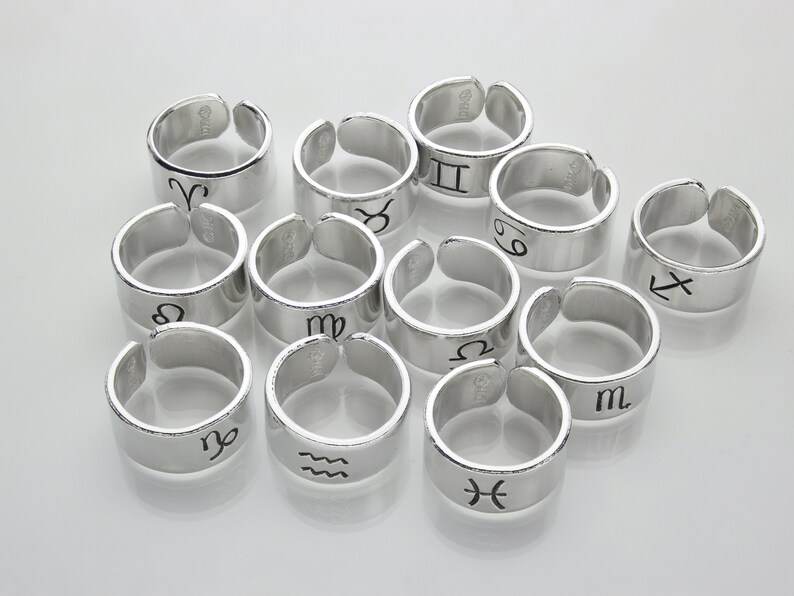 Zodiac Ring / Zodiac Symbol Hand Stamped Ring / Zodiac Sign Etsy