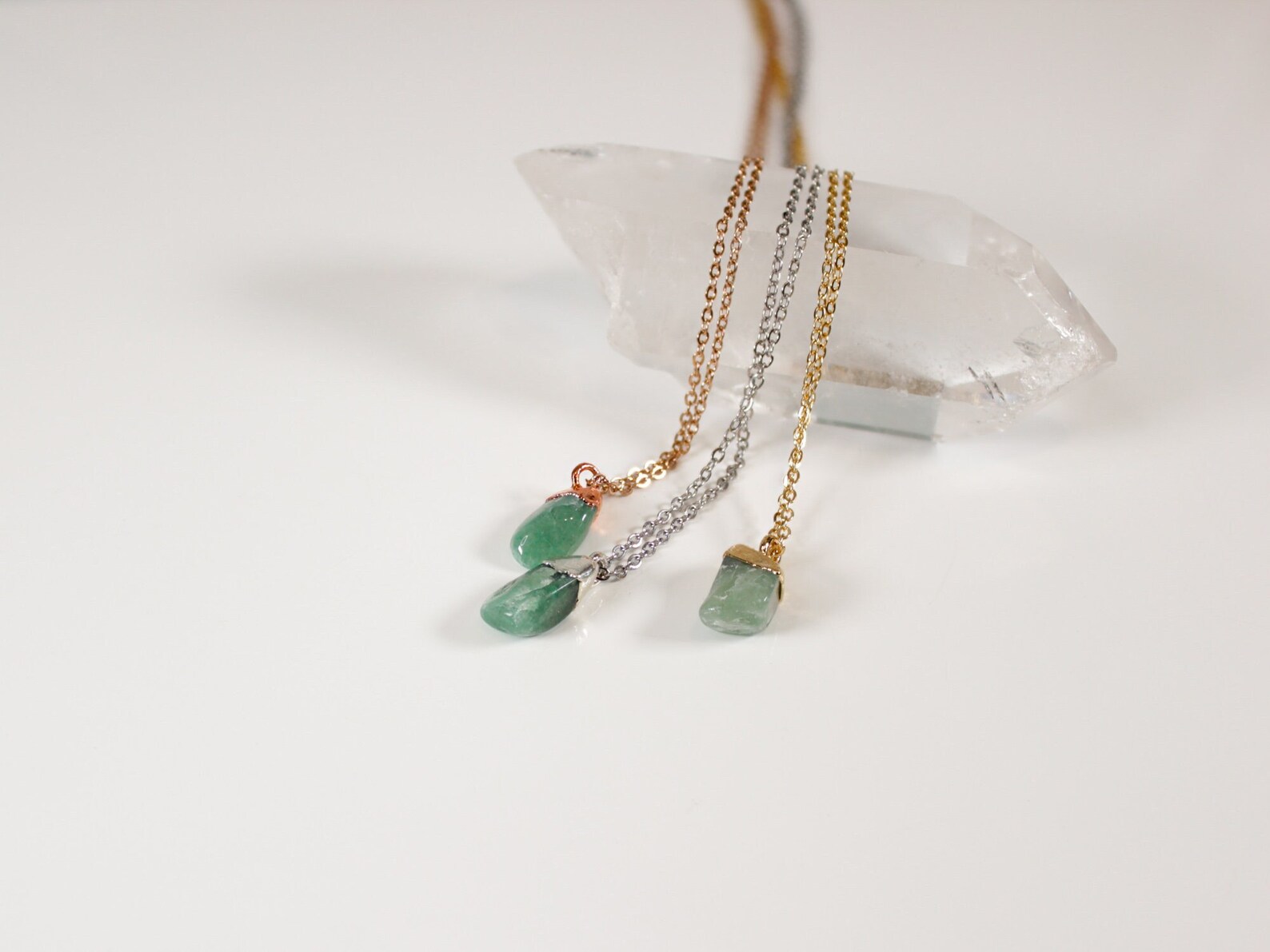Green Aventurine Pendant Necklace / Natural Crystal Necklace / Etsy