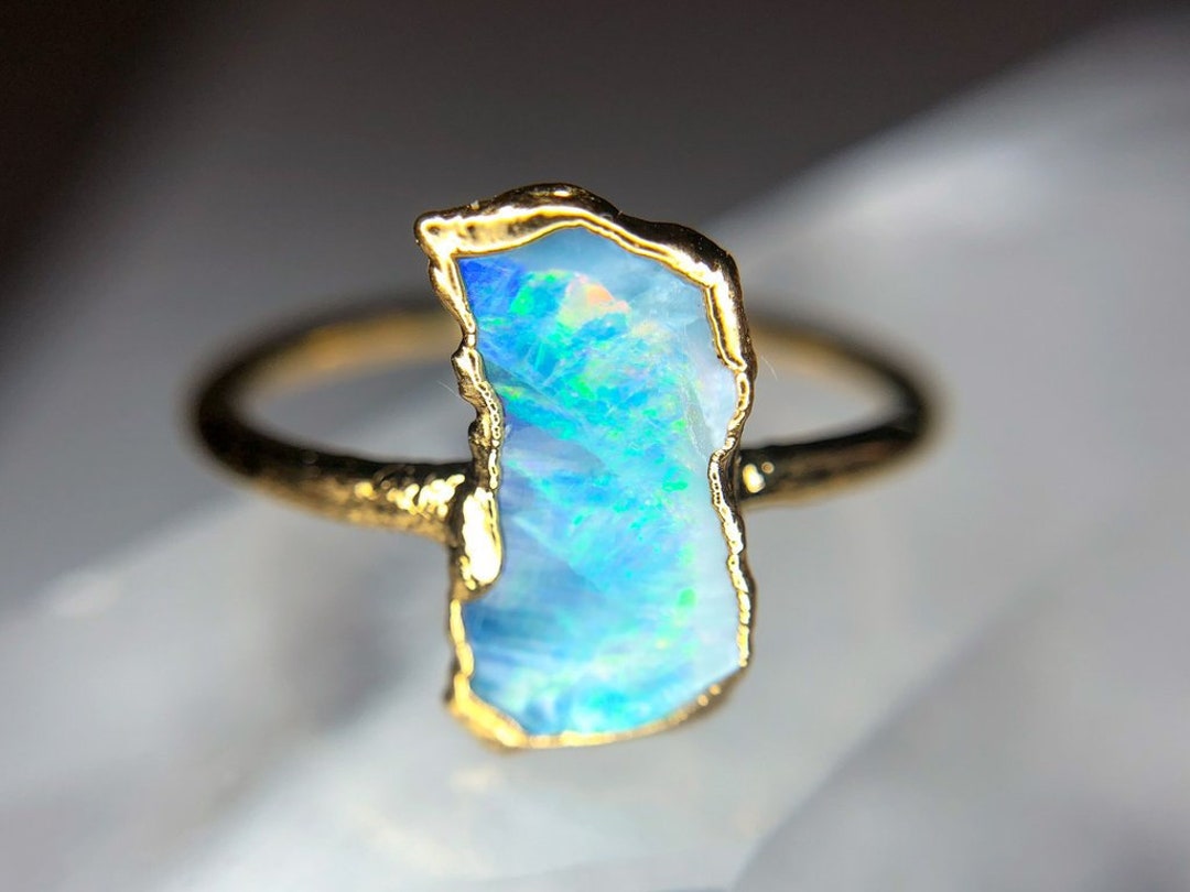 Opal and Gold Ring / Limited Run / Gold Ring / Raw Stone Ring - Etsy