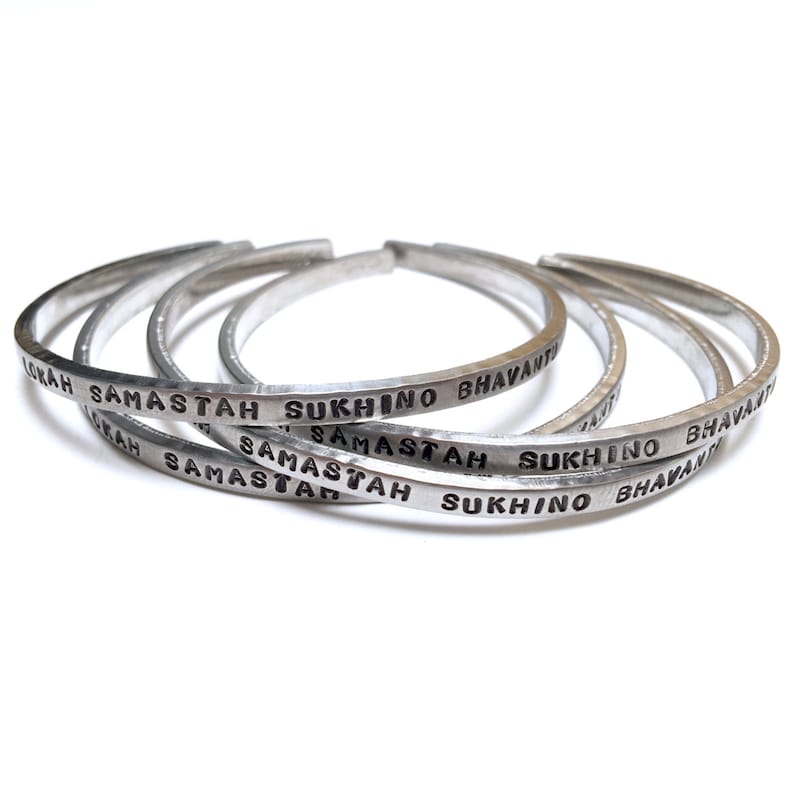 Lokah Samastah Sukhino Bhavantu Cuff // Yoga Jewelry // Etsy