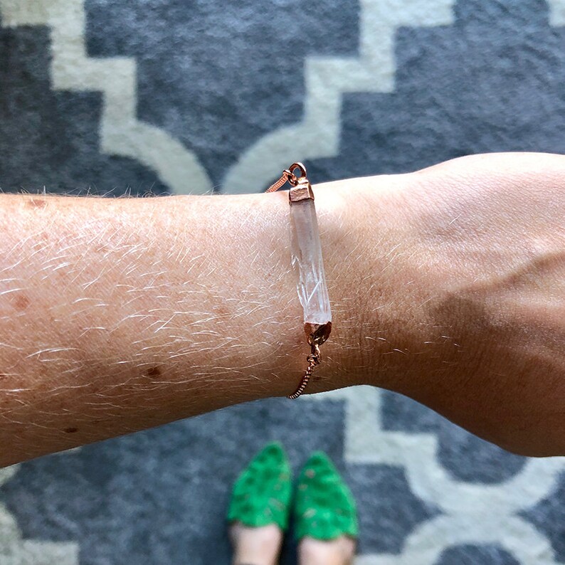 Clear Quartz Bracelet Adjustable April Birthstone Friendship Bracelet Gift For Birthday Tennis Bracelet Meditation Jewelry Bestie Gift image 2