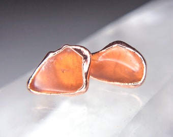 Rose Quartz Earrings Pink Gemstone Studs Unique Bridal Earrings Girlfriend Gift Stone Of Love Crystal Healing Heart Chakra Raw Rose Quartz