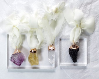 Gemstone Suncatcher Pendant Christmas Ornament Winter Solstice Gift Crystal Healing Citrine Amethyst Quartz Black Tourmaline Gift For Sister