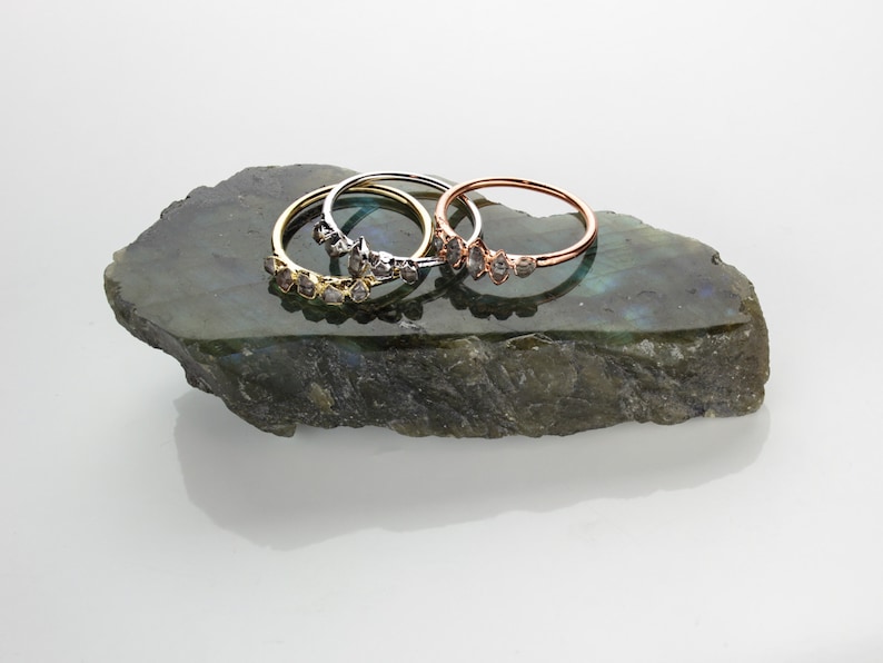 Multi Stone Herkimer Diamond Ring // //Raw Crystal Jewelry/ Diamond Wedding Ring // Raw Gemstone Crystal Ring // image 5