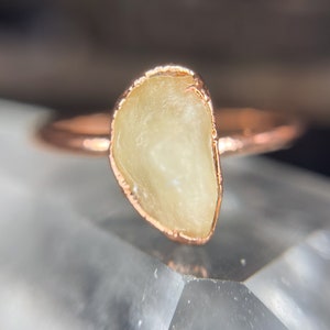 Yellow Topaz and Copper Electroformed Rings /// Tumbled Topaz Ring /// November Birthstone /// Boho Jewelry