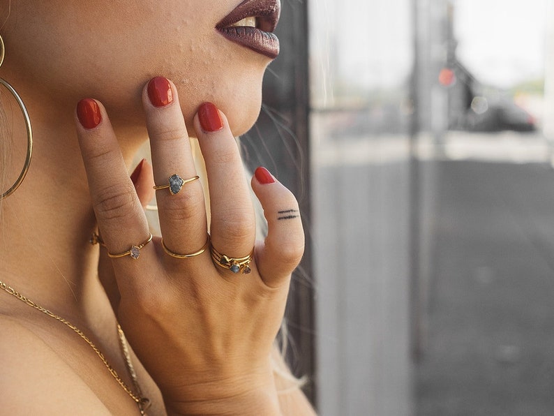 January Birthstone Jewelry | Garnet Stacking Ring-Ring-Drishti Handmade