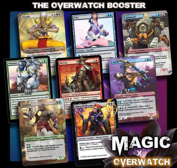 overwatch mtg cards Shorikai, Genesis Engine D.Va Overwatch Crossover Single Overwatch Lucio custom Magic: The