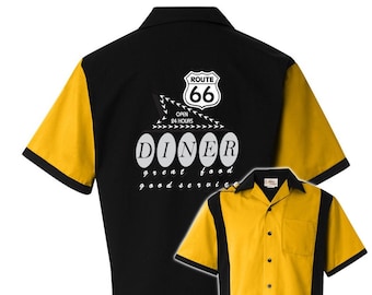 Route 66 Diner Classic Retro Bowling Shirt - Retro Two - Includes Embroidered Name