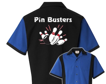 Pin Busters Classic Retro Bowling Shirt - Retro Two - Includes Embroidered Name