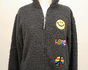 dark gray sherpa pullover