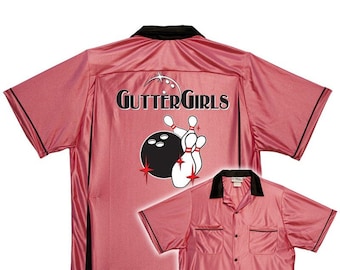 Gutter Girls - Classic Retro Pink Bowling Shirt - Classic  - Includes Embroidered Name #157/135