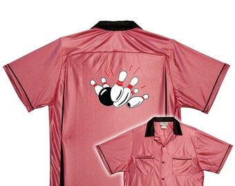 Pin Splash A - Classic Retro Pink Bowling Shirt - Classic  - Includes Embroidered Name