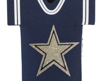 Silver Glitter Star  Koozie Cozie Bottle Holder Cooler