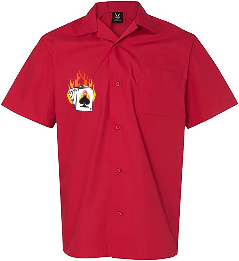 Flaming Cards Classic Retro Bowling Shirt Vintage Bowler Closeout in multiple colors Includes Embroidered Name 233 image 3