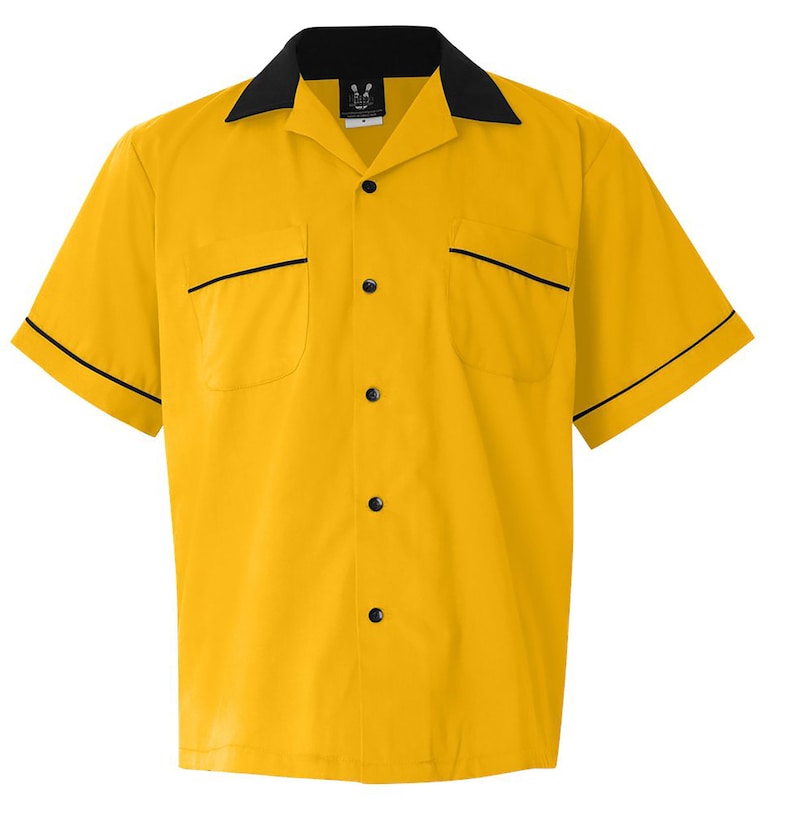 Lucky Lanes Classic Retro Gold and Black Bowling Shirt Etsy