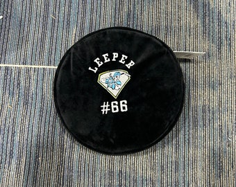 Stuffed custom embroidered hockey puck