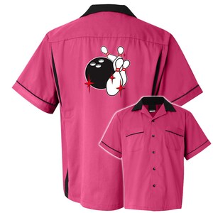 Pin Splash C Classic Retro Bowling Shirt Classic 2.0 Includes Embroidered Name 135 Pink/Black