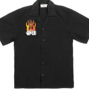 Flaming Dice Classic Retro Bowling Shirt Vintage Bowler Closeout in multiple colors Includes Embroidered Name 235 image 1