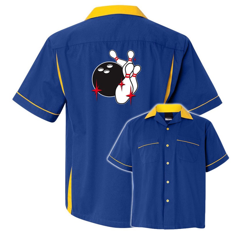 Pin Splash C Classic Retro Bowling Shirt Classic 2.0 Includes Embroidered Name 135 Royal/Gold