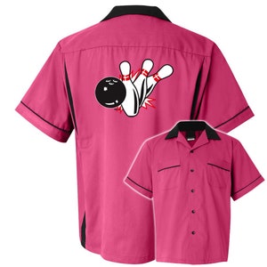 Pin Splash B Classic Retro Bowling Shirt Classic 2.0 Includes Embroidered Name 125 Pink/Black