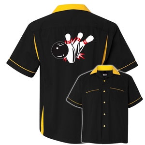 Pin Splash B Classic Retro Bowling Shirt Classic 2.0 Includes Embroidered Name 125 Black/Gold