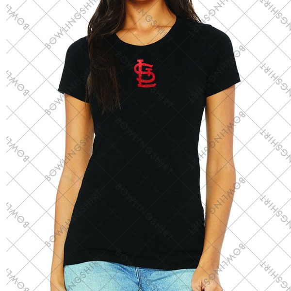 Red Glitter STL St. Louis   Bella Canvas T-shirt in Black or White  B8413 Design #5