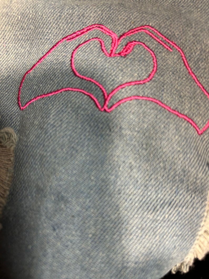 Taylor Swift Inspired youth kids Friendship Bracelet Custom Denim Chainstitching Jacket image 6