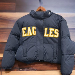 Jersey Puffer Coat Cropped Style Custom for any sport Includes name on the collar image 2
