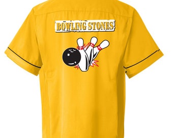 Bowling Stones   - Classic Retro Gold and Black Bowling Shirt - Classic size XL ONLY    - Includes Embroidered Name #120/125