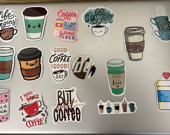 Coffee Fun Computer Stickers Pack 16 ( set of 15 )