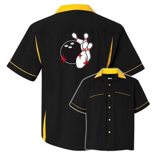 Pin Splash C Classic Retro Bowling Shirt Classic 2.0 Includes Embroidered Name 135 Black/Gold