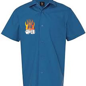 Flaming Dice Classic Retro Bowling Shirt Vintage Bowler Closeout in multiple colors Includes Embroidered Name 235 image 4