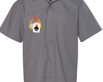 Flaming Cards Classic Retro Bowling Shirt- Vintage Bowler ( Closeout) in multiple colors  - Includes Embroidered Name #233